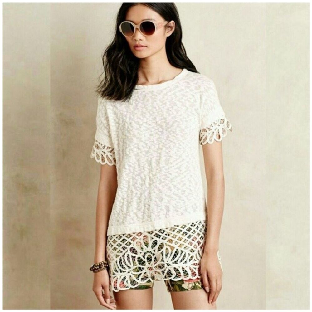 Anthropologie lace trim spalliera pullover top XS